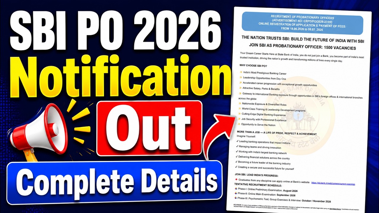 SBI PO Notification 2026 Out | SBI PO 2026 Detailed Notification Out | SBI PO Notification Update