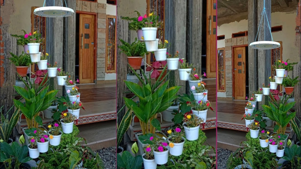 Cara membuat pot gantung spiral unik, Bunga gantung, Taman Hias Bergoyang, Make a spiral hanging pot