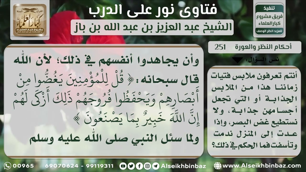 251 - إطلاق البصر تجاه النساء والندامة بعد ذلك - نور على الدرب