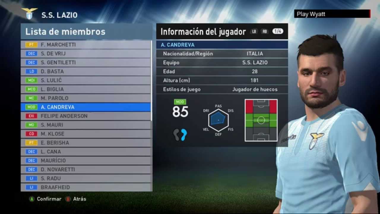 PES 2016 | S.S Lazio: Jugadores & Caras | Players & Faces | Serie A