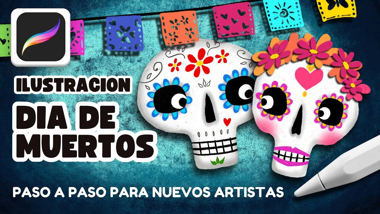 Día de Muertos en Procreate | Ilustración colorida de calaveritas de azúcar paso a paso