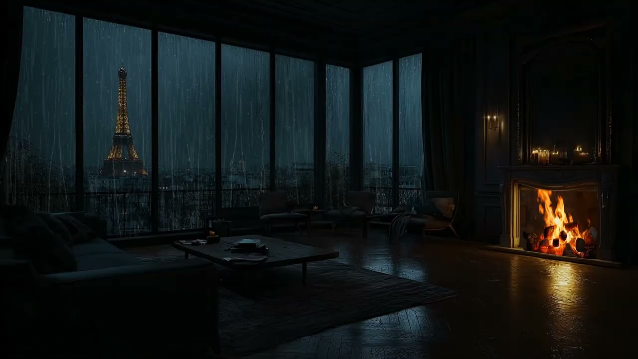 (No Ads)🌧️Manhattan Rain at Night from Elegant Apartment Window for Calm Sleep & Relax