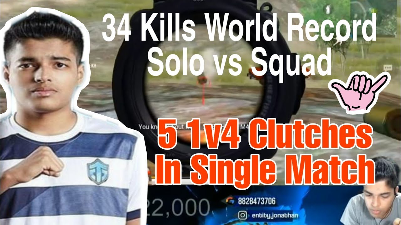 Entity Jonathan 34 Kills Jonathan Record | Solo vs Squad India's Best Player