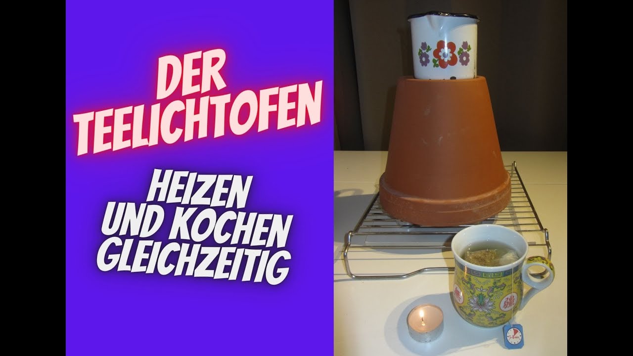 Teelichtofen mit Doppelfunktion - Heizen und  Wasser kochen - Kein Werkzeug n&ouml;tig!