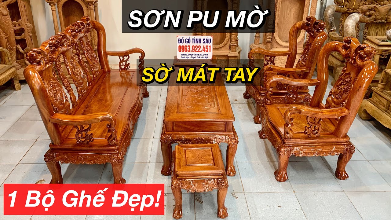 Bộ Bàn Ghế Minh Quốc Đào Tay 10 Dáng Đẹp Gỗ Hương Đá Hoàn Thiện Sơn PU Hàng Kĩ | Đồ Gỗ Tình Sáu