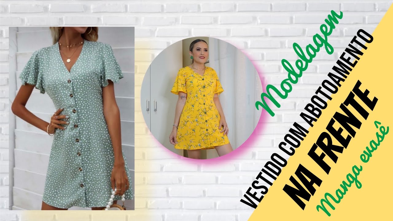 MODELAGEM VESTIDO MANGA GODE E ABOTOAMENTO NA FRENTE (facil)