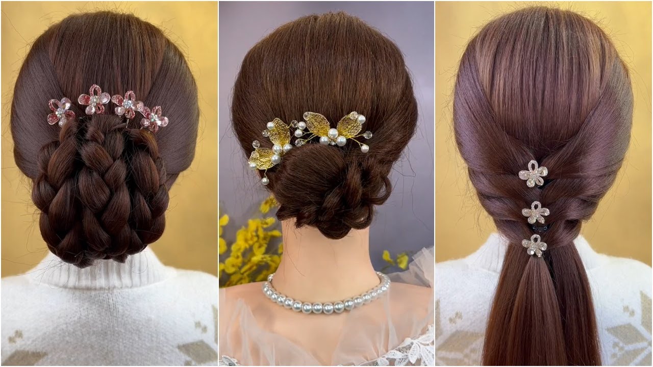 Elegant Hair Bun Tutorial with Decorative Clips | Step by Step Guide