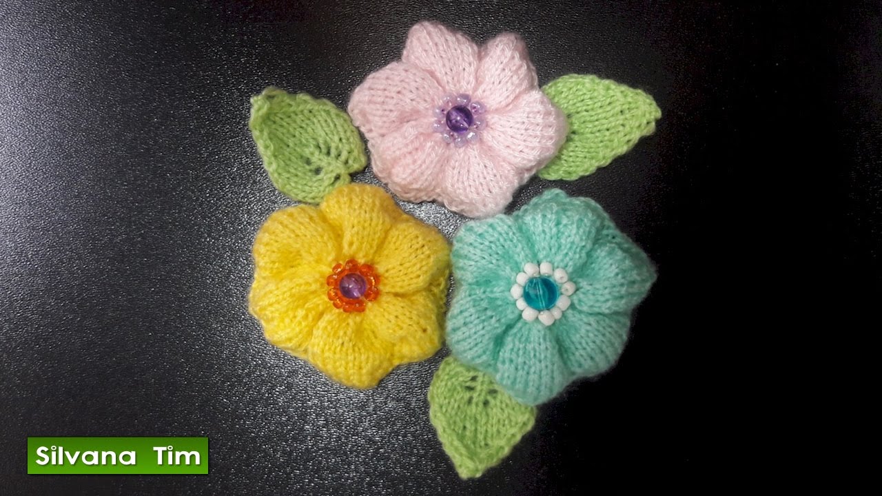 Como Tejer FLORES a dos agujas. FLOR tejido con dos agujas. Tutorial / silvana tim # 491