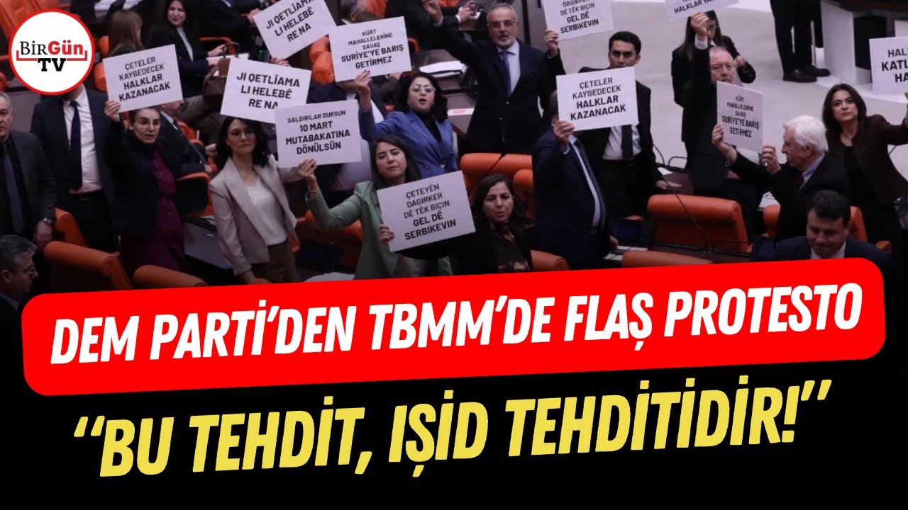 DEM Parti&rsquo;den Meclis&rsquo;te flaş protesto! &ldquo;HALEP&rsquo;TE KATLİAMA HAYIR!&rdquo;