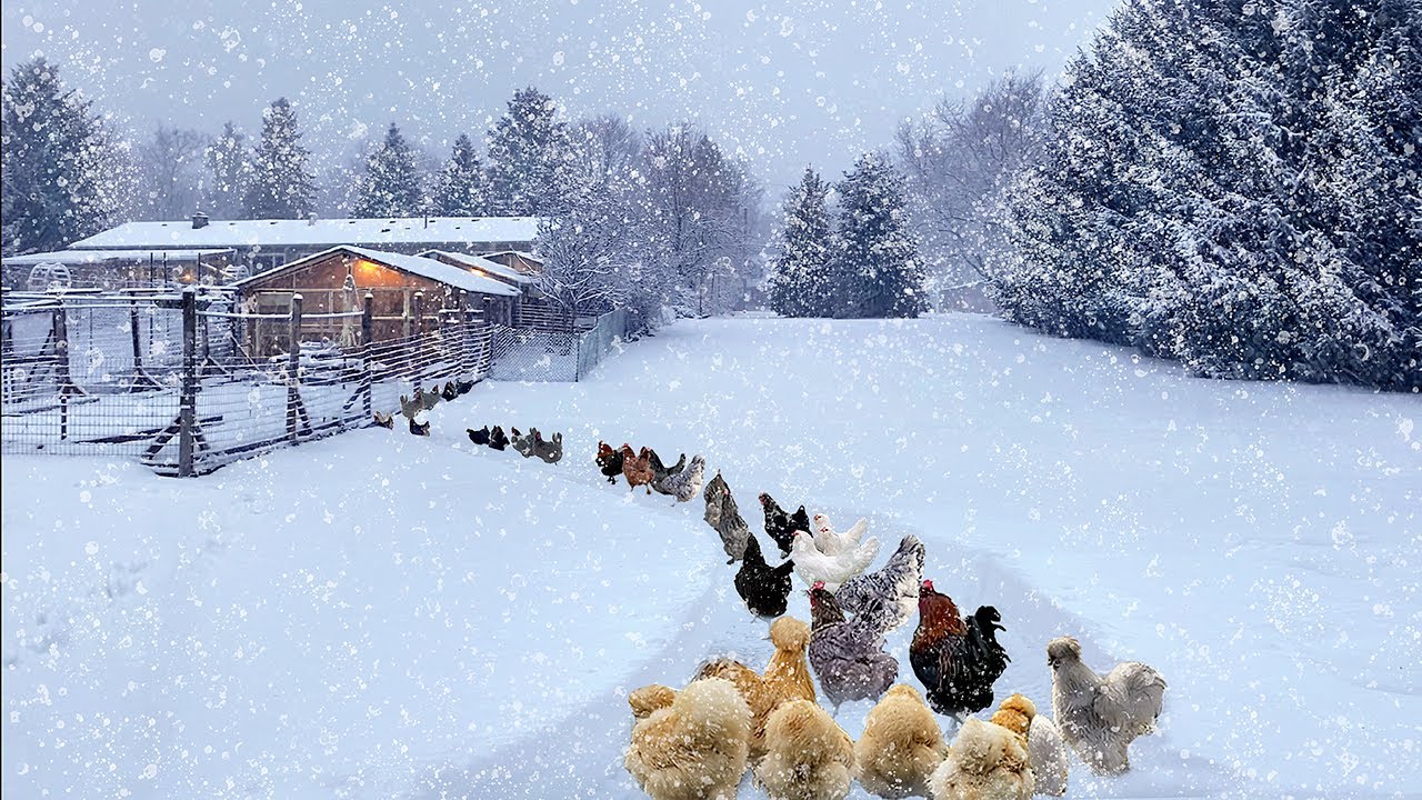 My Day in Record-Breaking Snowstorm: Raising chicks, Caring Organic Poultry + Harvesting Fresh Eggs