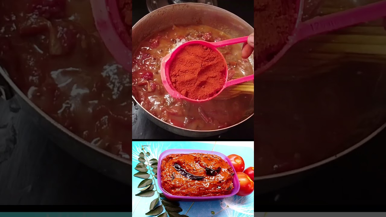 Томатная паста с чатни и листьями кориандра, которая может храниться долгое время без воздействия...