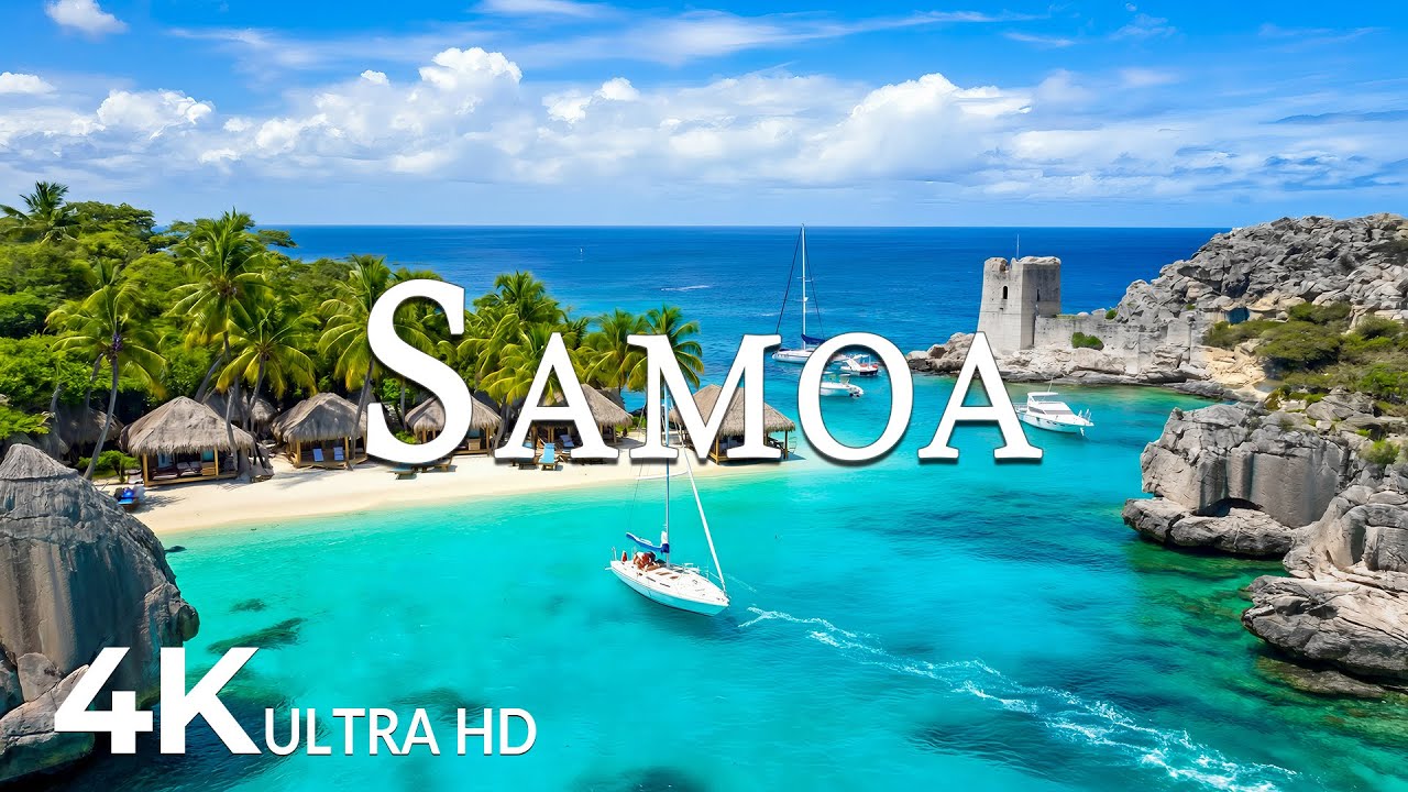 FLYING OVER SAMOA (4K UHD) &ndash; Soothing Music Along With Beautiful Nature Video - 4K Video ULTRA HD
