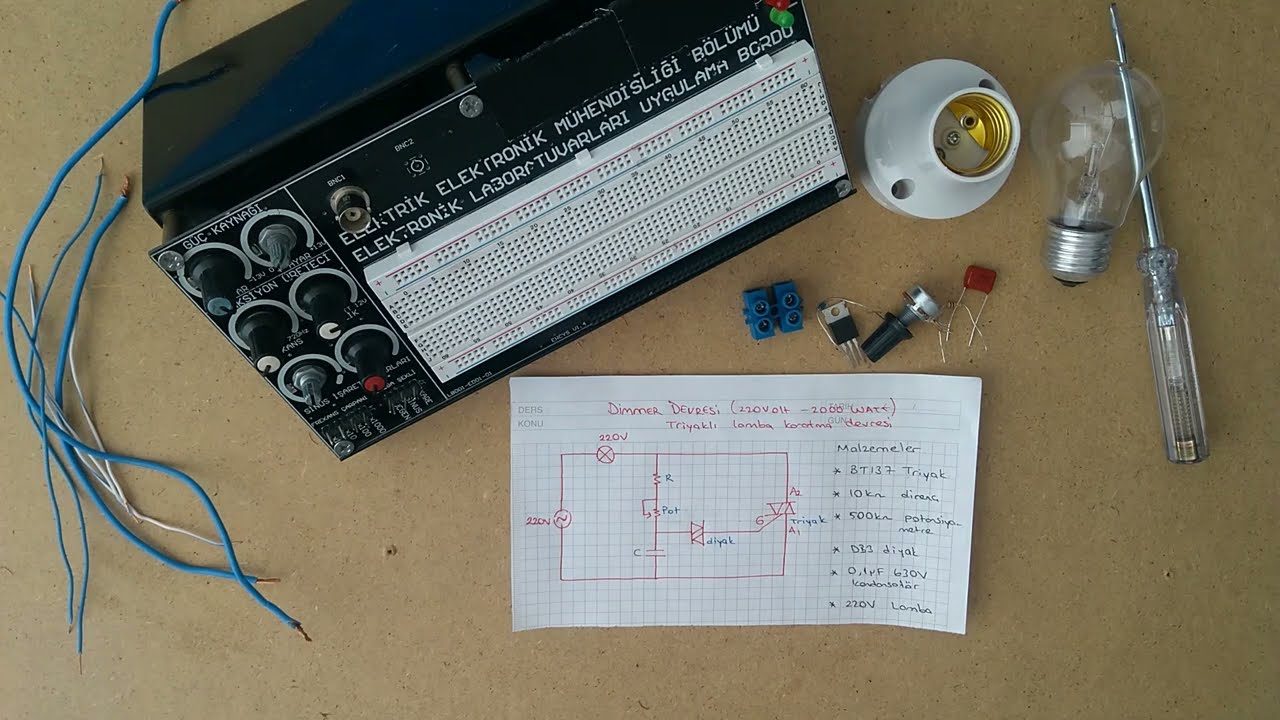 DİMMER DEVRESİ (220V 2000W) TRİYAKLI LAMBA KARARTMA DEVRESİ