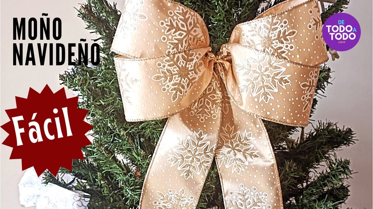 🎄DIY Mo&ntilde;o NAVIDE&Ntilde;O f&aacute;cil y sencillo paso a paso. 🎄Easy Christmas Bows. #lazos