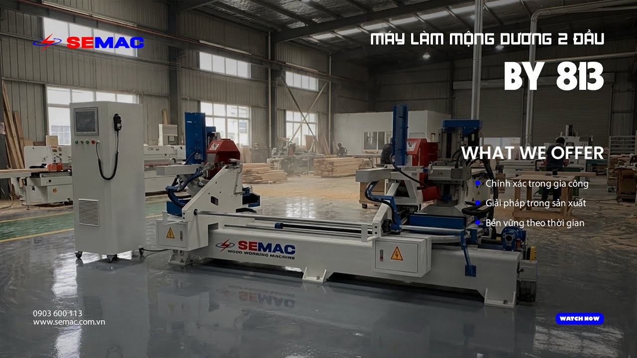 Máy Làm Mộng Dương 2 Đầu CNC | Gia Công 2 Đầu Đồng Thời - Chuẩn Xác 100% | BY 813