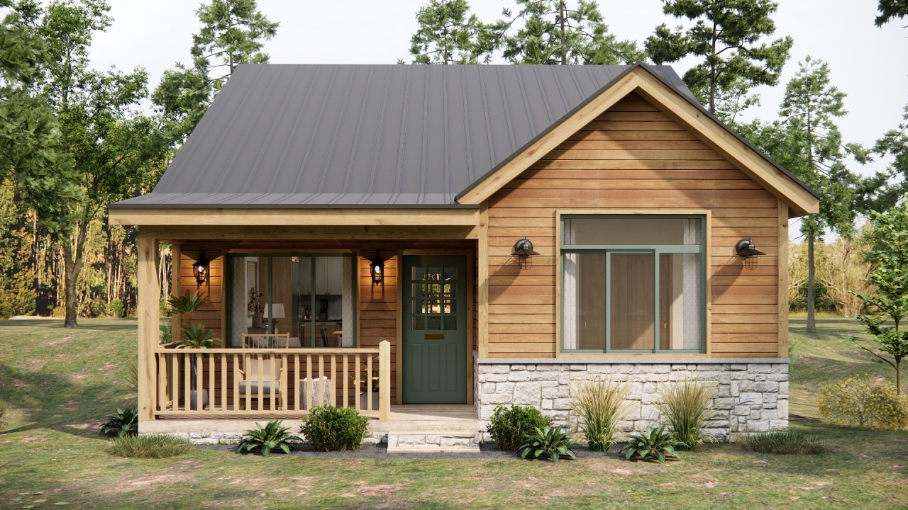 26'x43' (8x13m) Fabulous 2-Bedroom Cabin Design !!! Perfect for a Small Space!