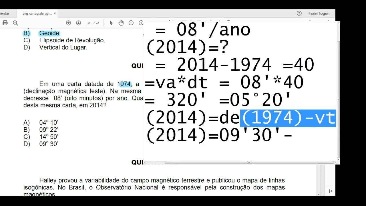 Topografia - Questões de concurso público.