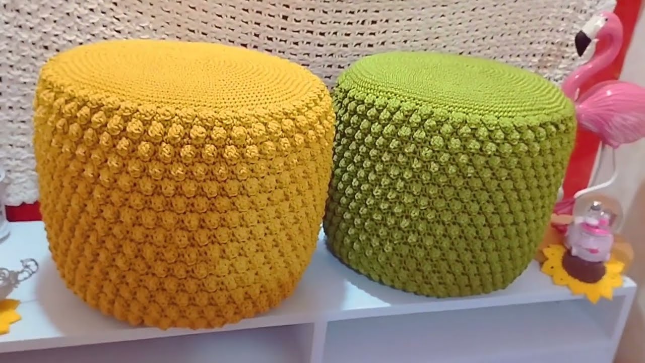 طريقه عمل بوف كروشيه/بوف متنجد بخشب وسفنج كروشيه /pouf knite crochet