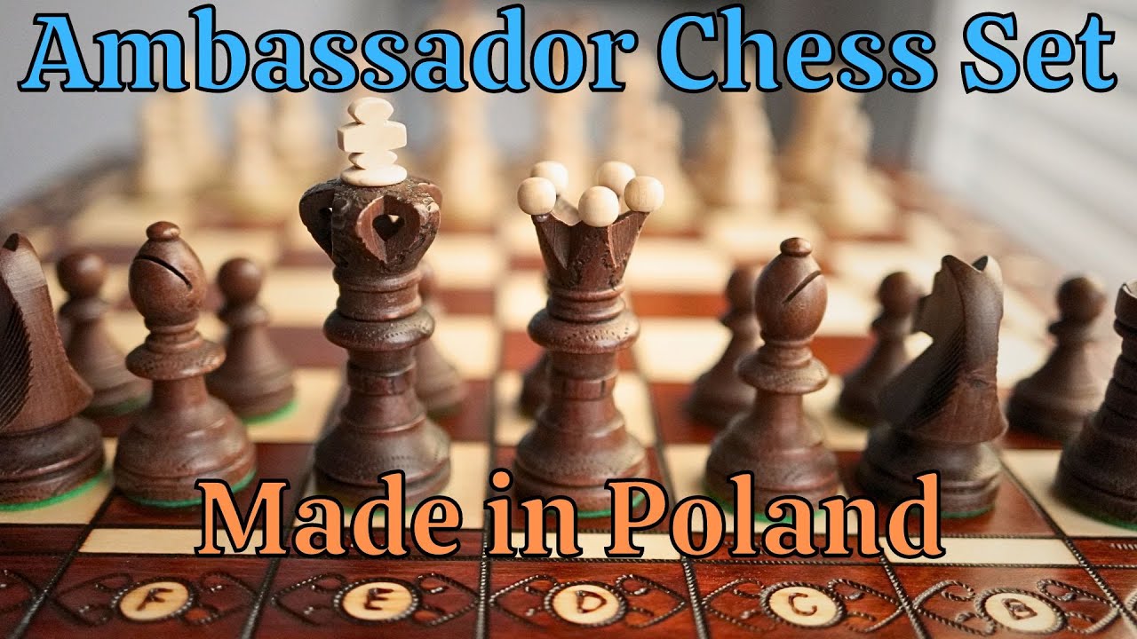21-дюймовый набор деревянных шахмат Ambassador — сделано в Польше