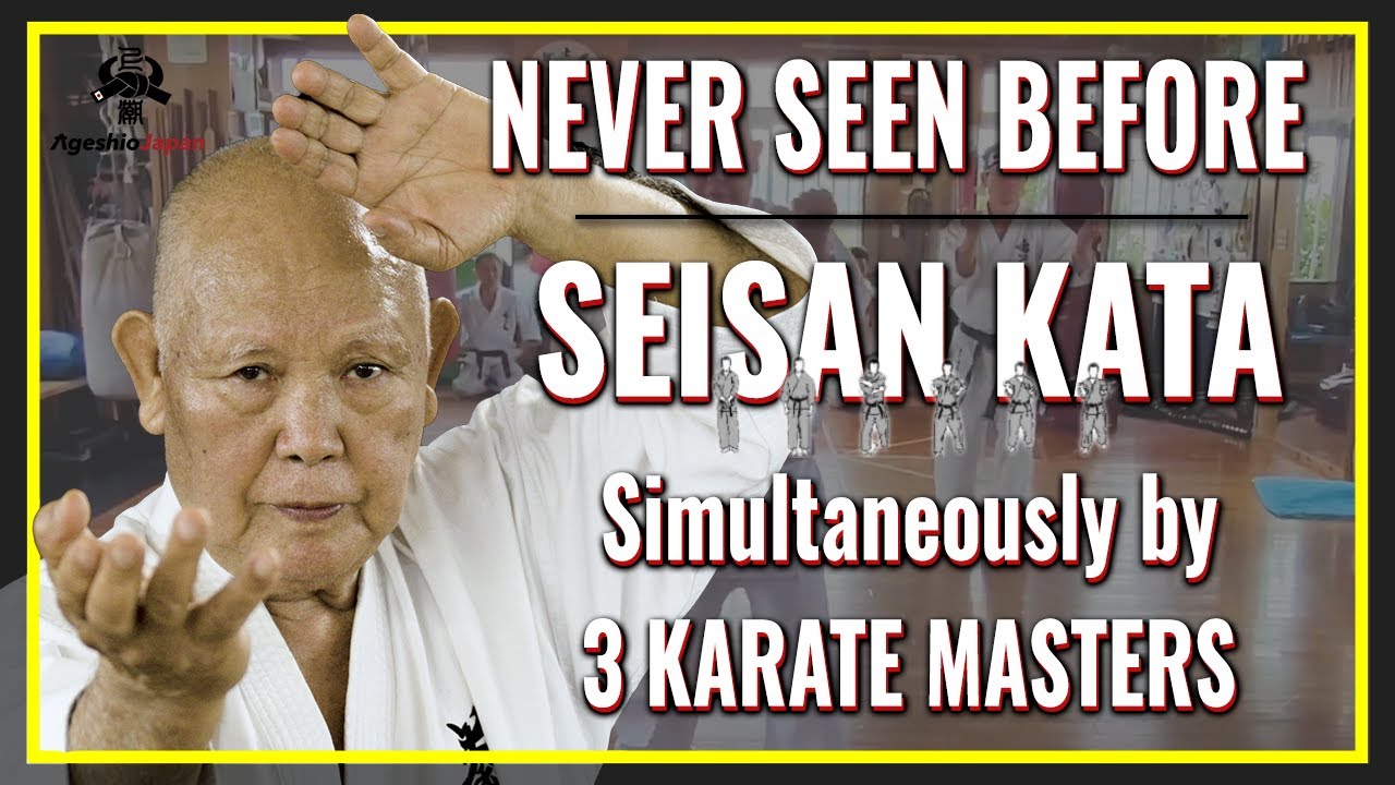 Spectacular Kata Simultaneously done by 3 Amazing Karate Masters | 3  Seisan styles | Ageshio Japan