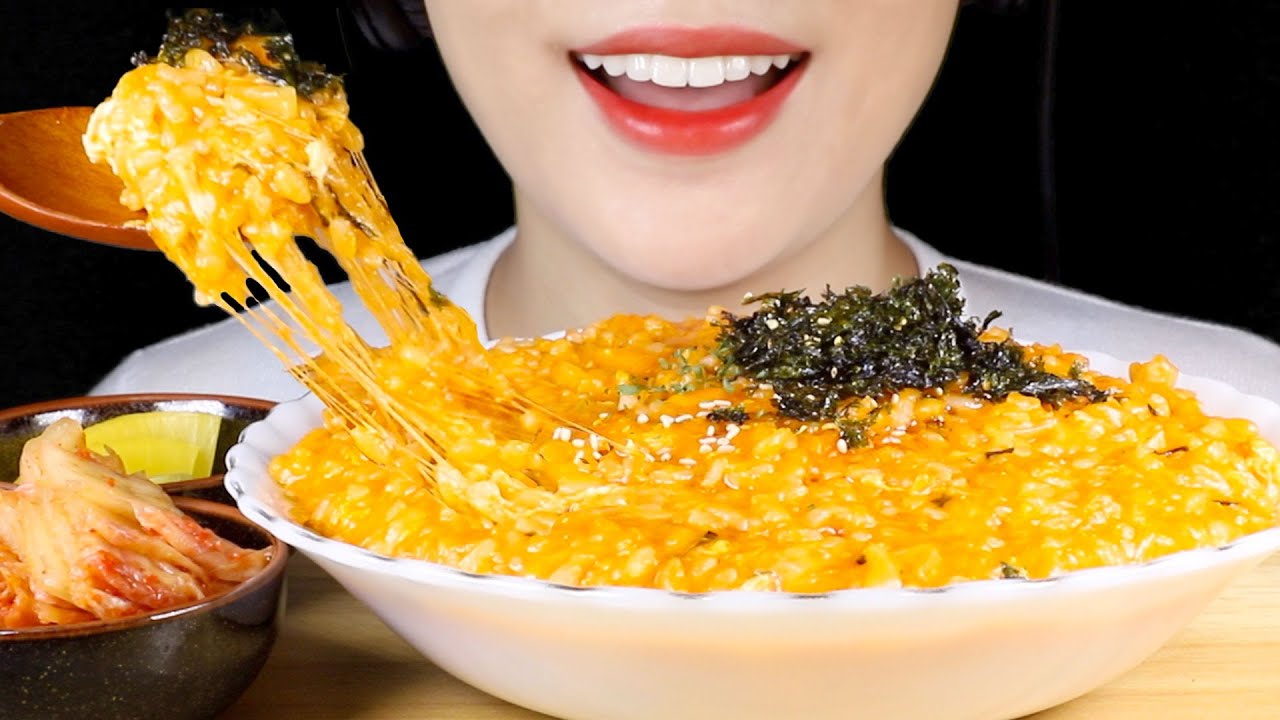 ASMR Cheesy Soupy Fire Noodles Rice Porridge | Rajuk | Eating Sounds Mukbang