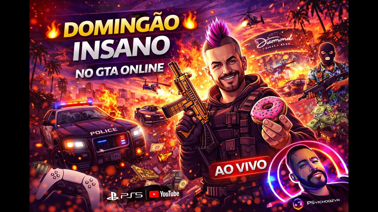 DOMINGÃO INSANO NO GTA ONLINE  / 
Sem regras, sem roteiro… só caos em Los Santos 😈💥