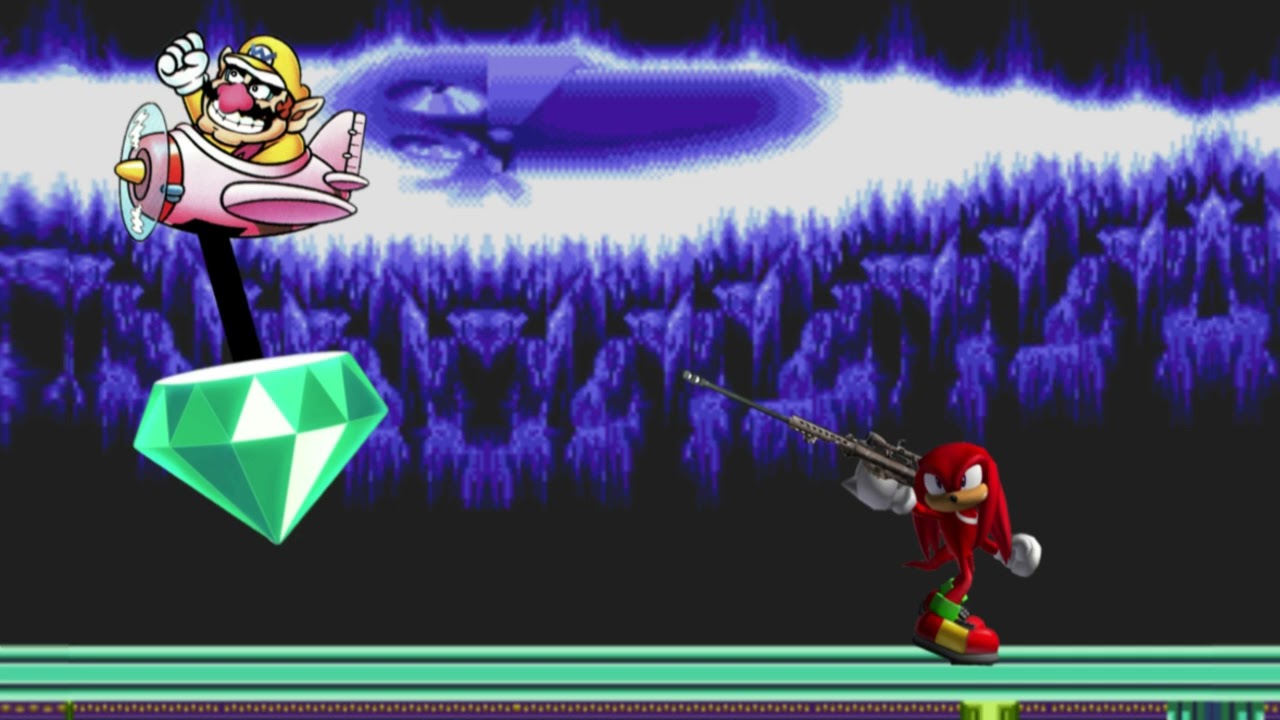Wario dies after being sniped by Knuckles after trying to steal the Master Emerald.