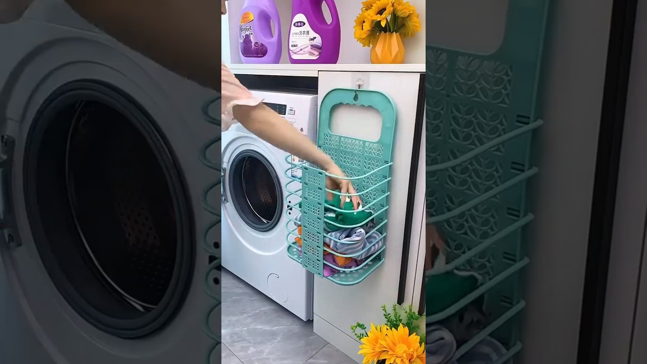 Space saving foldable laundry basket #homegadgets #collapsiblelaundrybasket #shorts