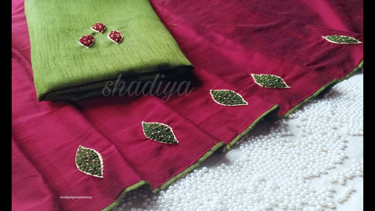 Simple and very easy saree border design |embroidery saree design |shadiya