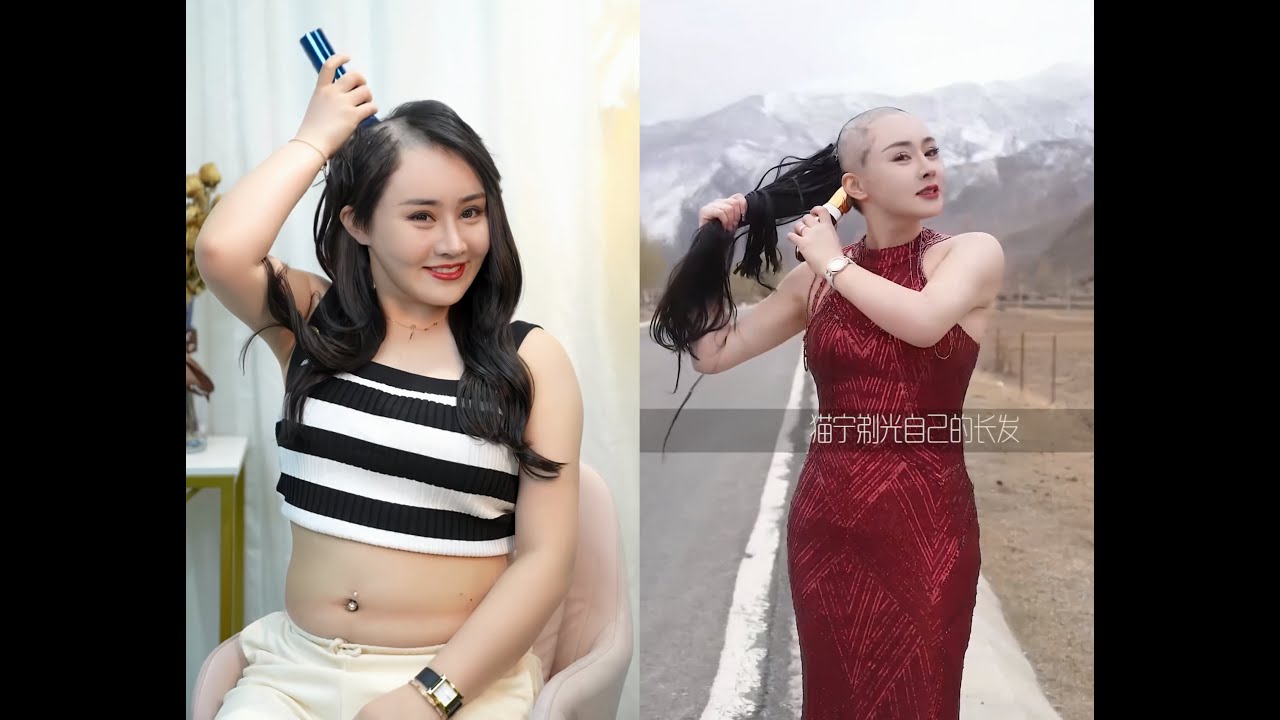 Chinese fitness coach shaves her head multiple times as part of her trainings (4K remaster and edit)