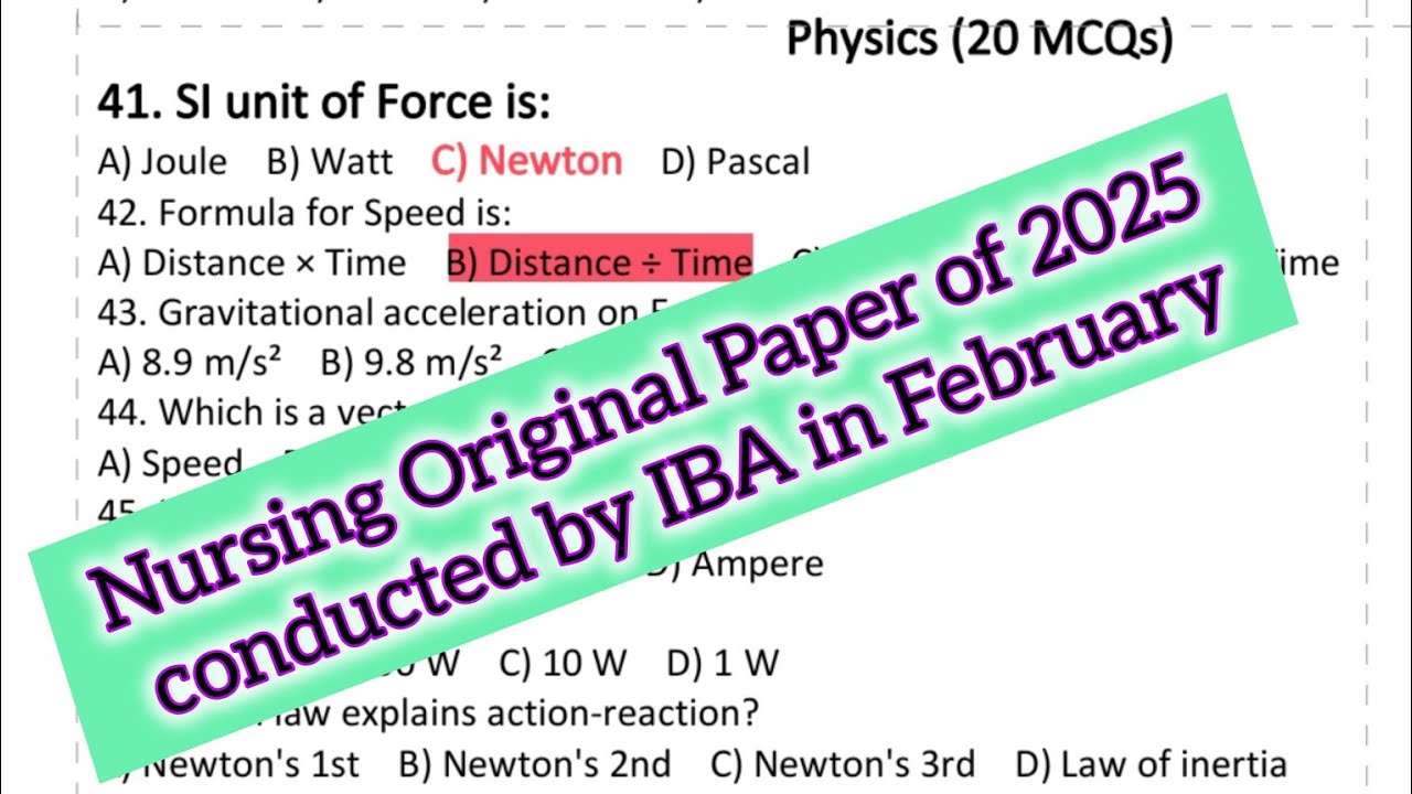nursing original test paper conducted iba 2025 
