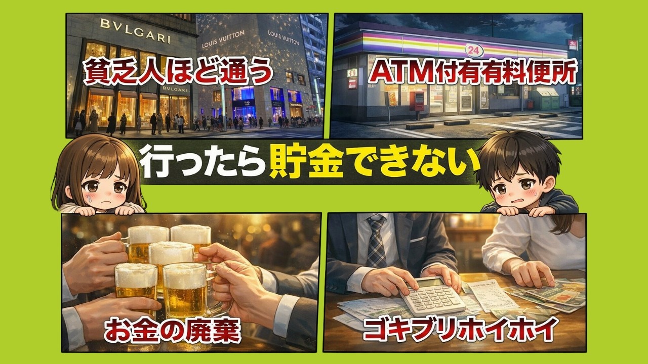 【一生貧乏】貯金したいなら絶対近づくな！行くだけでお金が溶ける場所10選|静かに学ぶ日本経済