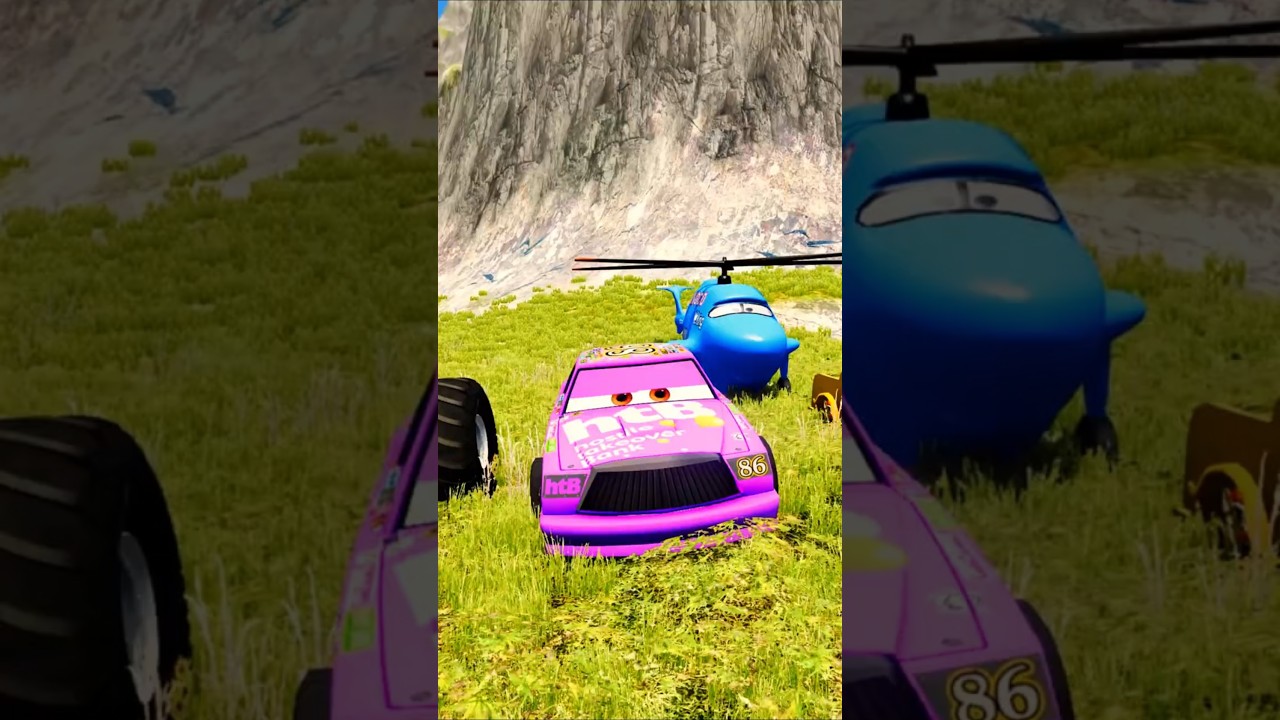 McQueen Distracted 86 Helicopter! 🚁🔥 #beamngdrive #beamngexperiments