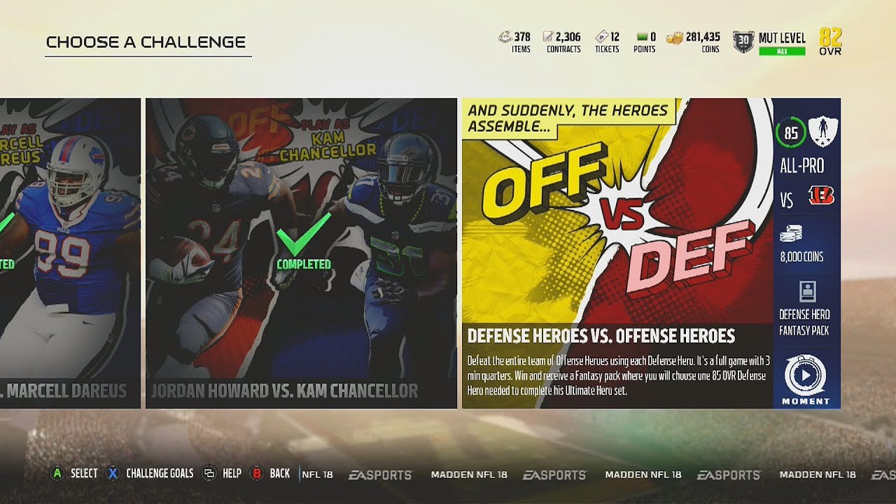 Madden NFL 18 | MUT Heroes | Defense Challenge #17 | Defense Heroes vs. Offense Heroes