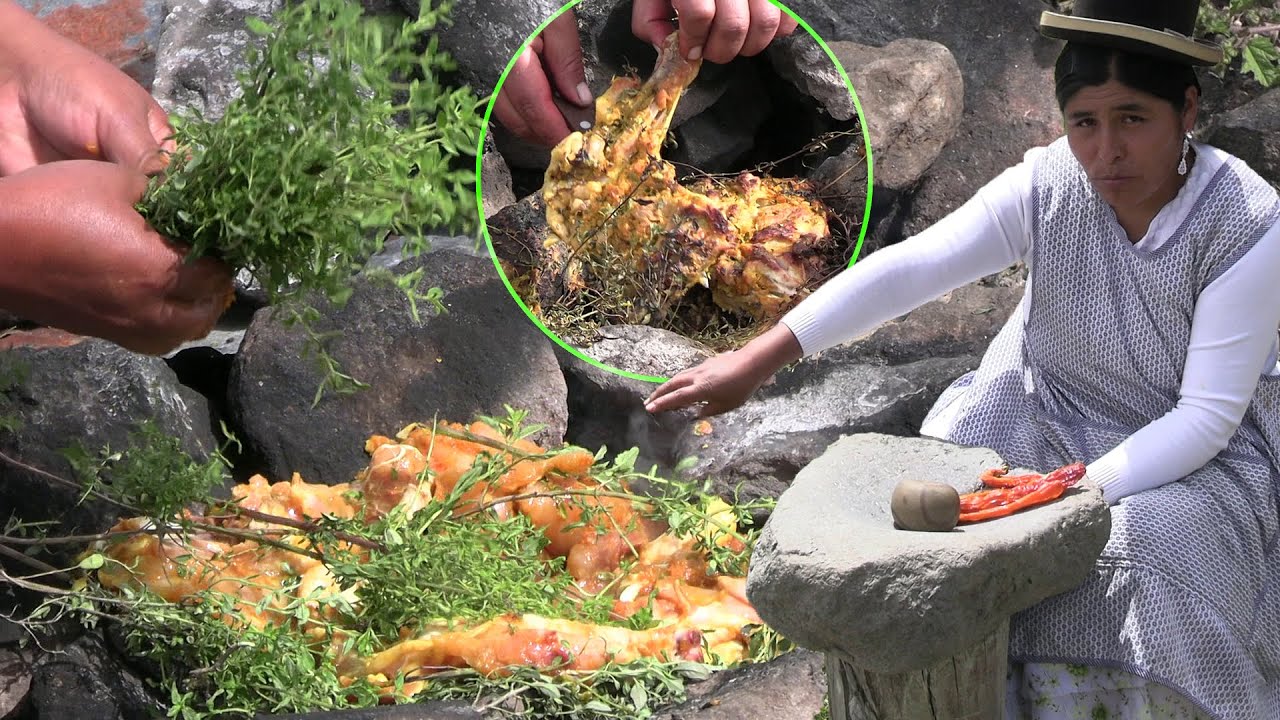 HUATIA DE POLLO A LA PIEDRA EN EL CAMPO - CHOLITA MAMILA