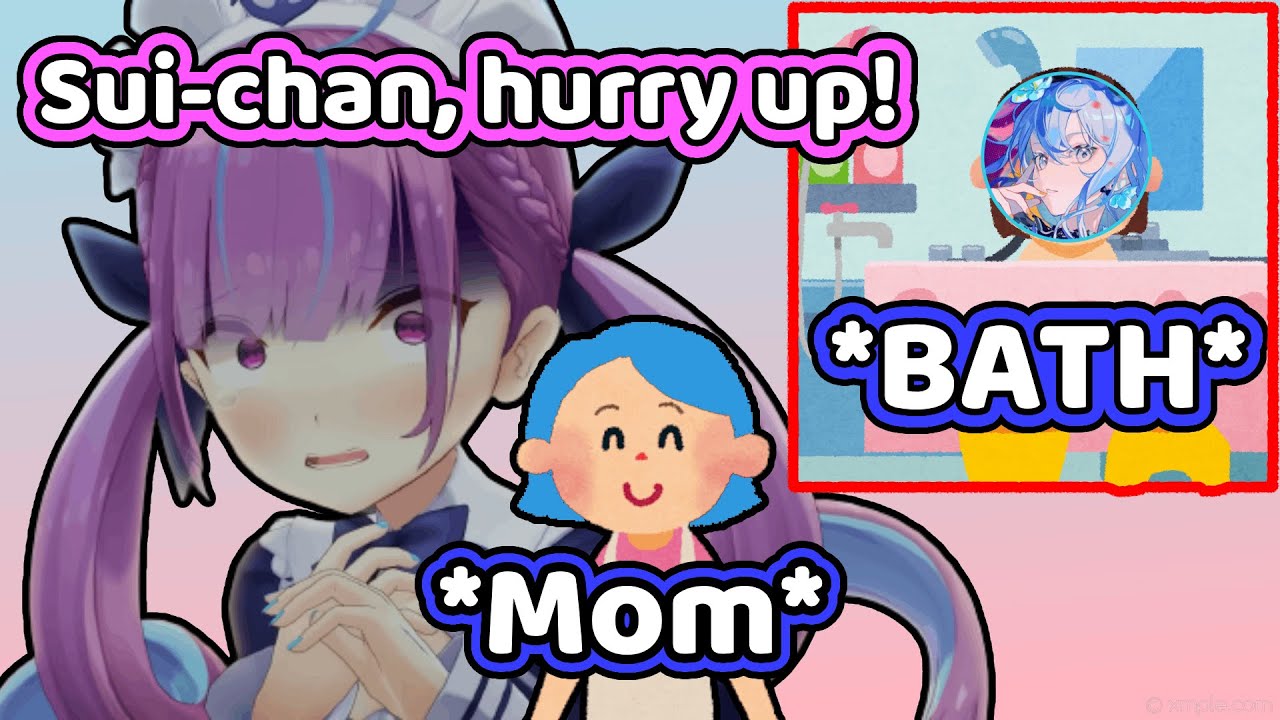 Aqua panicked when she was alone with Suisei's Mom 【Hololive】