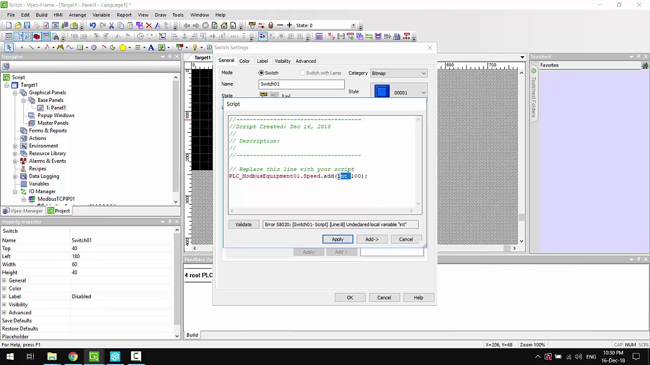How to program Script language in Vijeo Designer