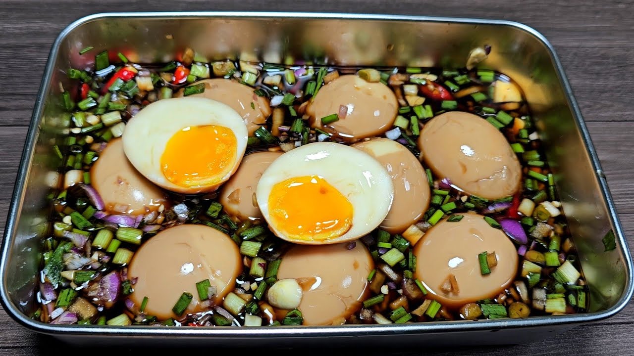 cách làm TRỨNG GÀ LÒNG ĐÀO NGÂM NƯỚC TƯƠNG Hàn Quốc món ngon cho bữa cơm gia đình - @TÚ LÊ MIỀN TÂY