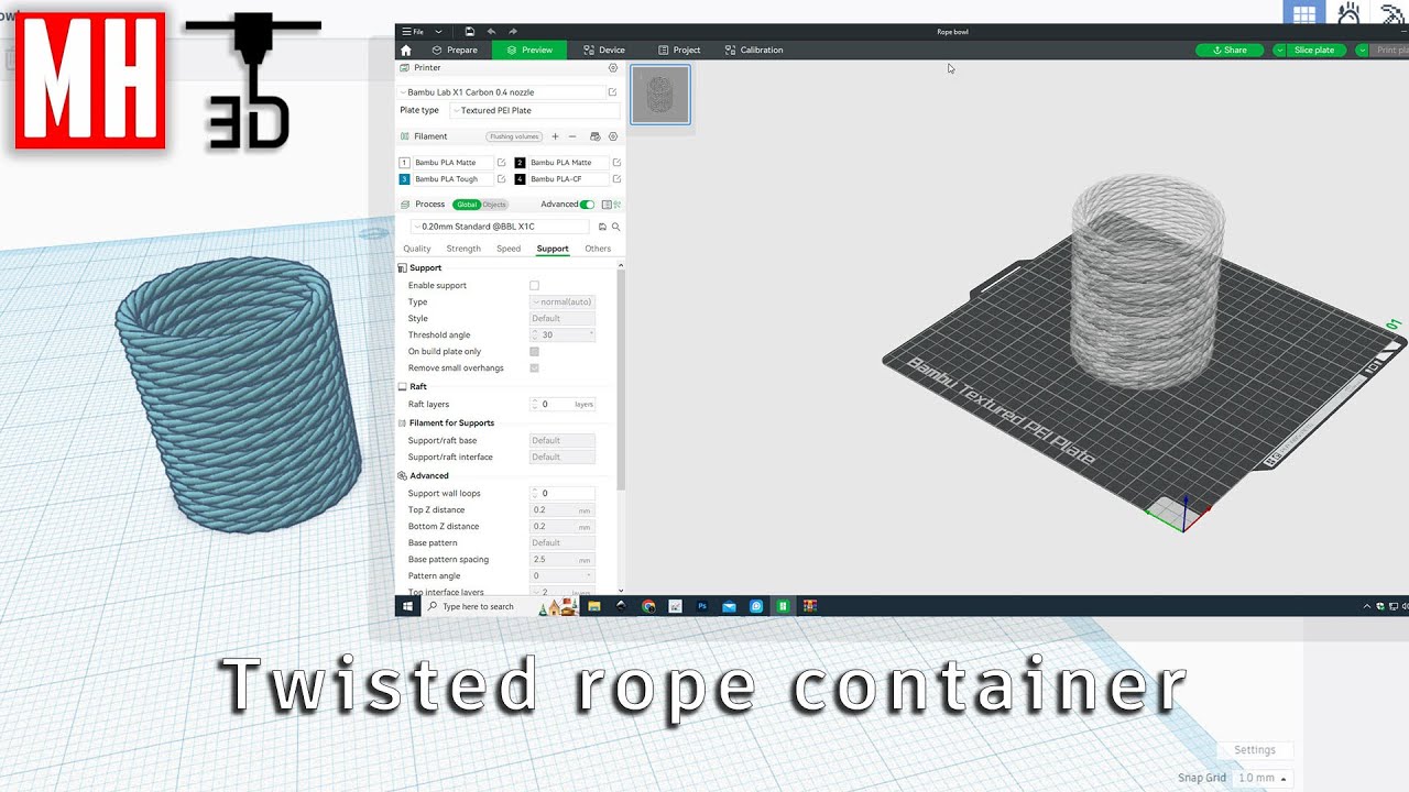 Let's model a rope container in Tinkercad and import it into Bambu Studio for 3D printing