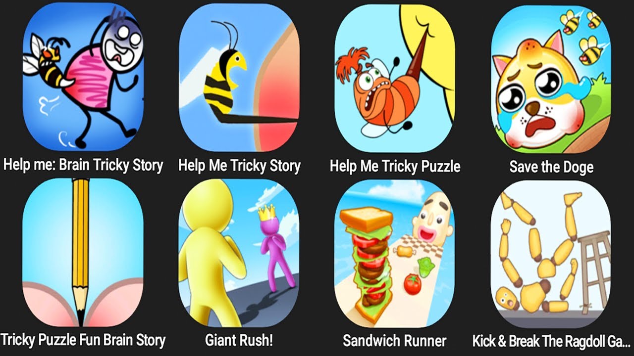 Brain Tricky Story,Help Me Tricky Story,Help Me Tricky Puzzle,Save The Doge,Kick & Break The Ragdoll