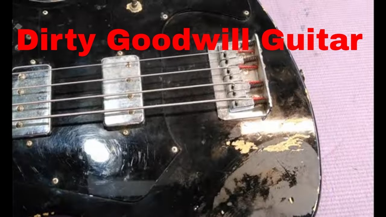 Cleaning a Dirty  $14 Goodwill Bass Guitar, Sticker Residue, Old Harmony Electric