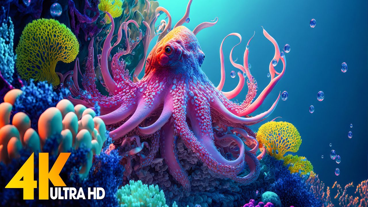 The Ocean 4K - Sea Animals for Relaxation, Beautiful Coral Reef Fish in Aquarium (4K Video Ultra HD)