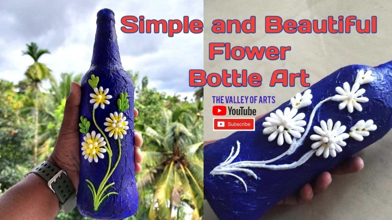 Ear Buds bottle art\ flower bottle art\ simple bottle art