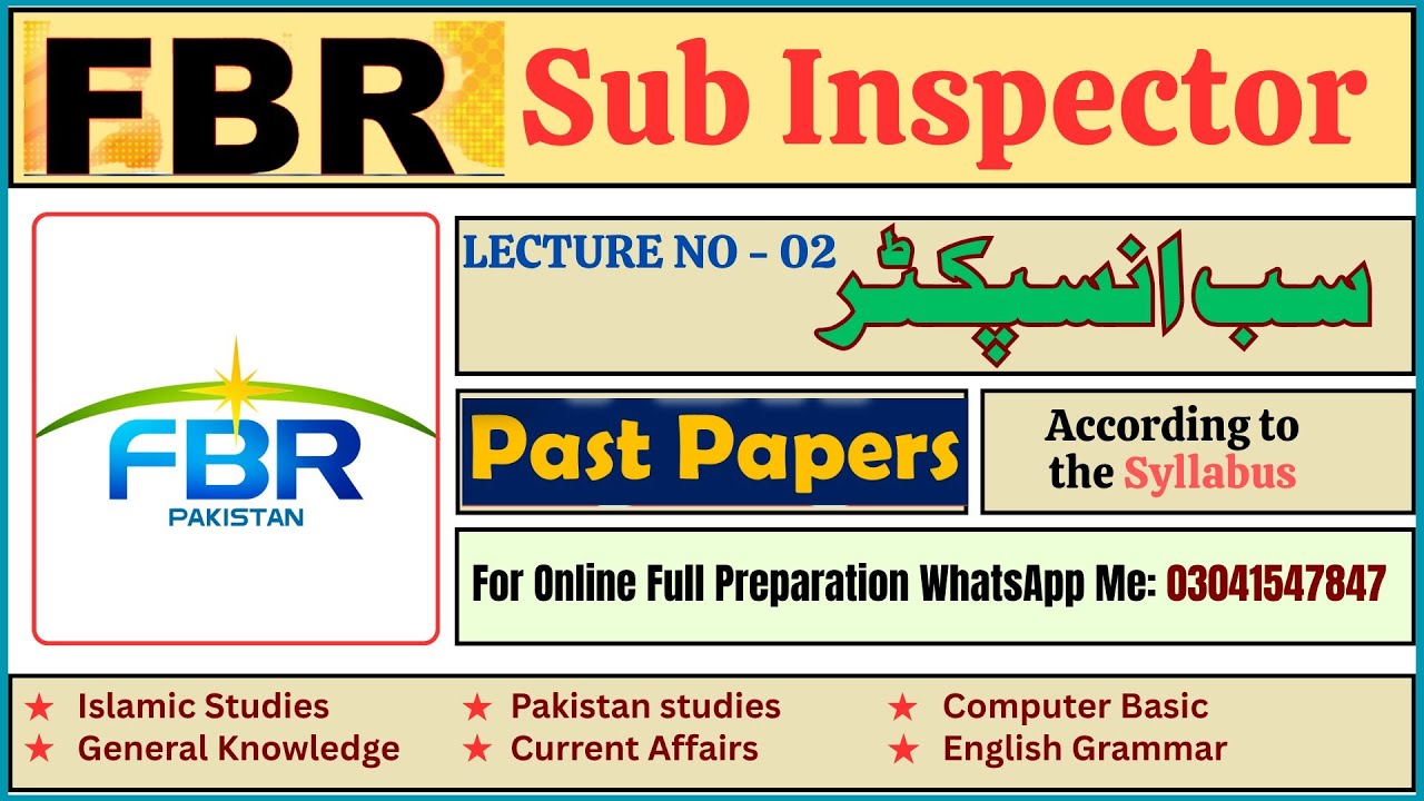 FBR Sub Inspector Test Preparation | FBR SI Test Preparation 2025 | Sub Inspector FBR Test MCQs