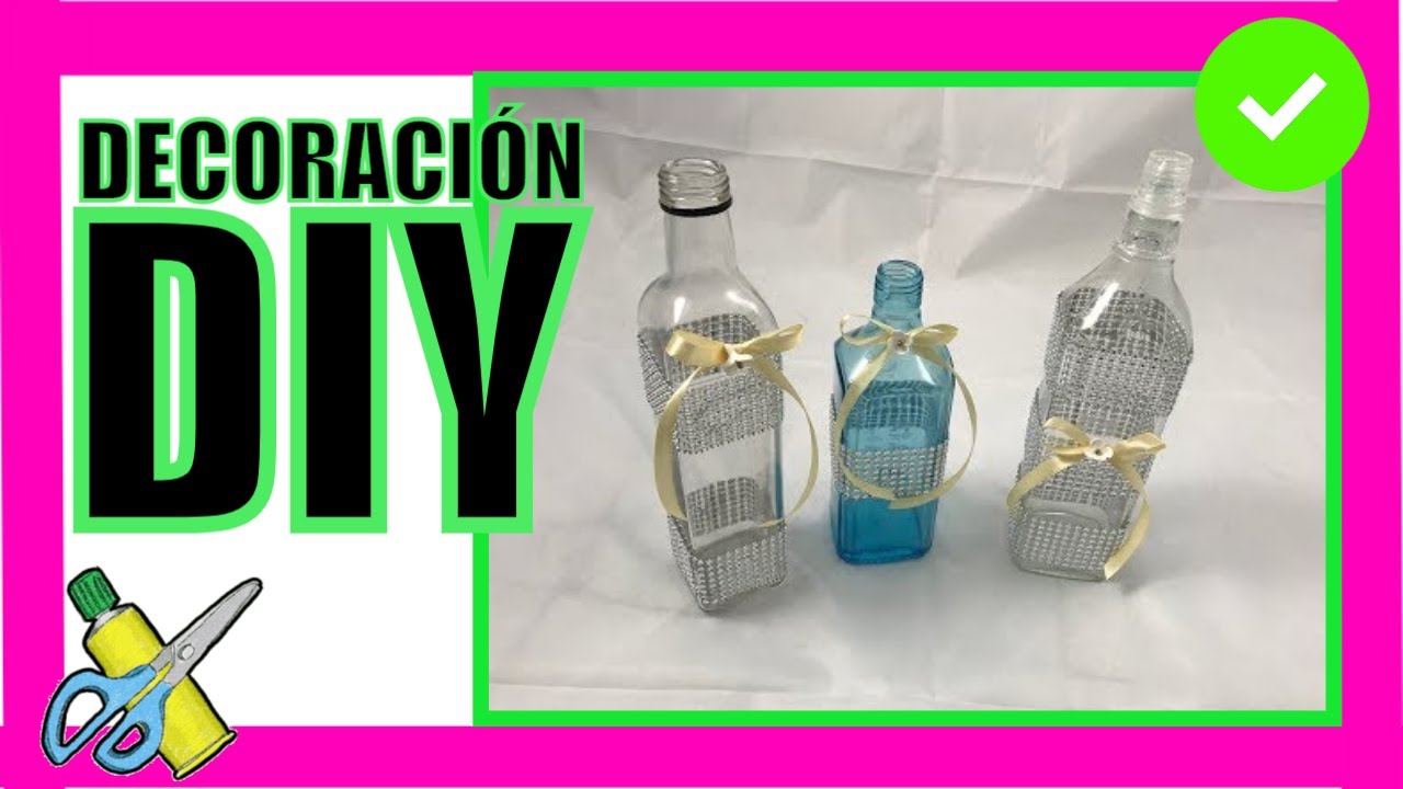 Botellas decoradas con cintas y strass