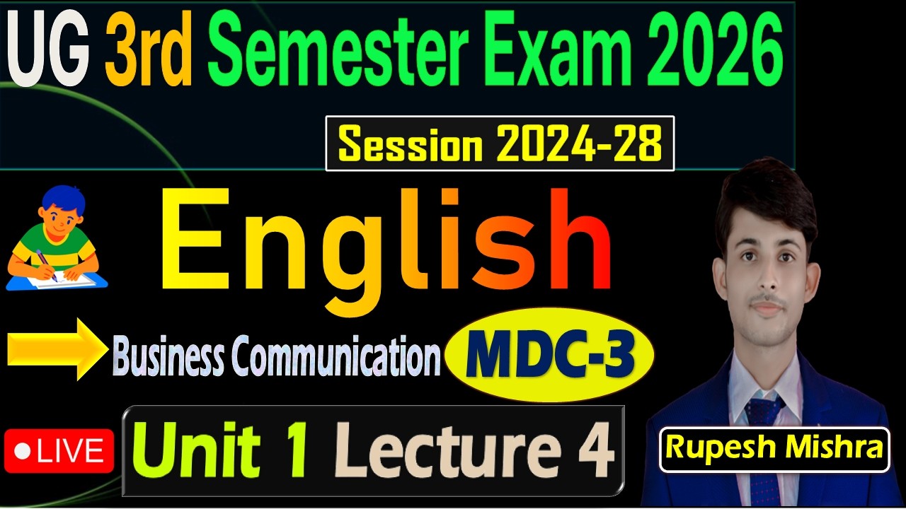 UG 3rd Semester English MDC 2026 | Business Communication Important Questions | Unit 1 Lecture 4
