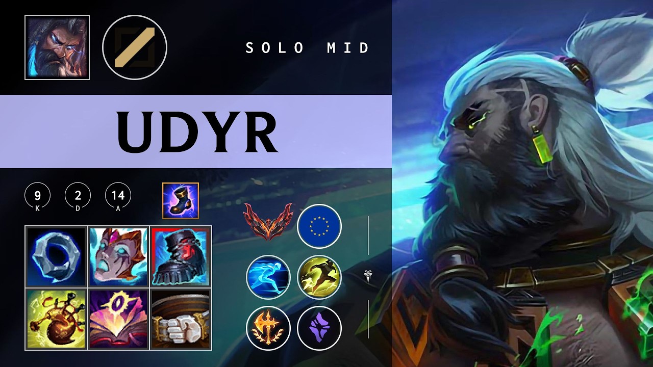 Udyr Mid vs Akali - EUW Grandmaster Patch 26.05