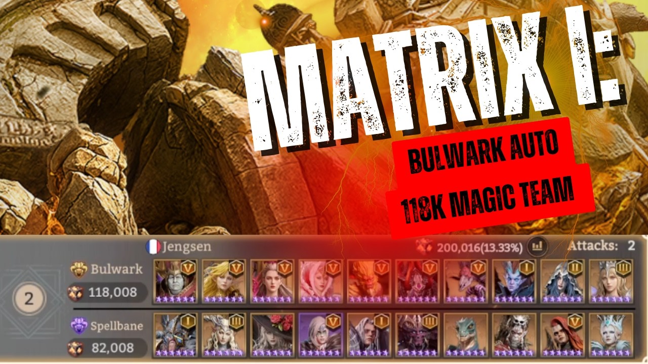 Watcher of Realms - Matrix Bulwark Auto run - 118k phys team with Rosalia - Gear showed