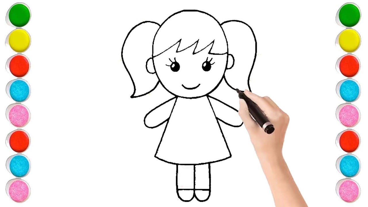How to Draw a Cute Girl Step by Step for Kids ||