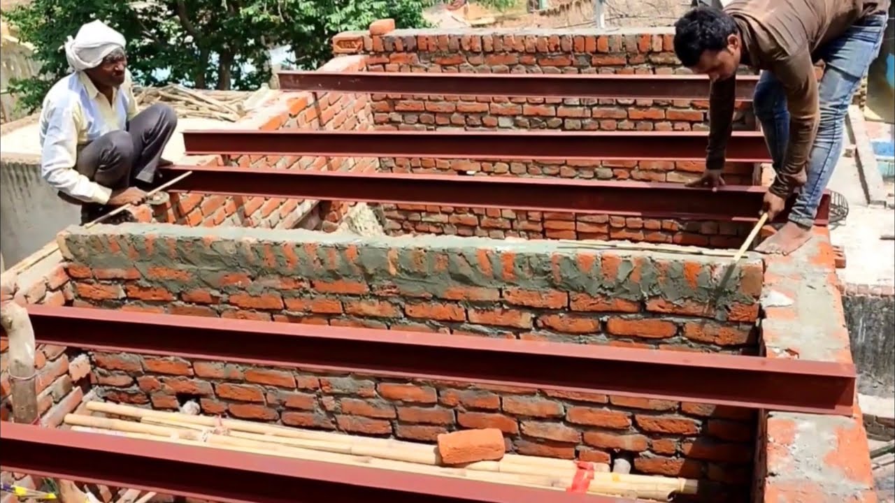making गाटर पत्थर की छत l कम क़ीमत में घर की छत बनाना l pitched roof l Easy way to make roof of hous